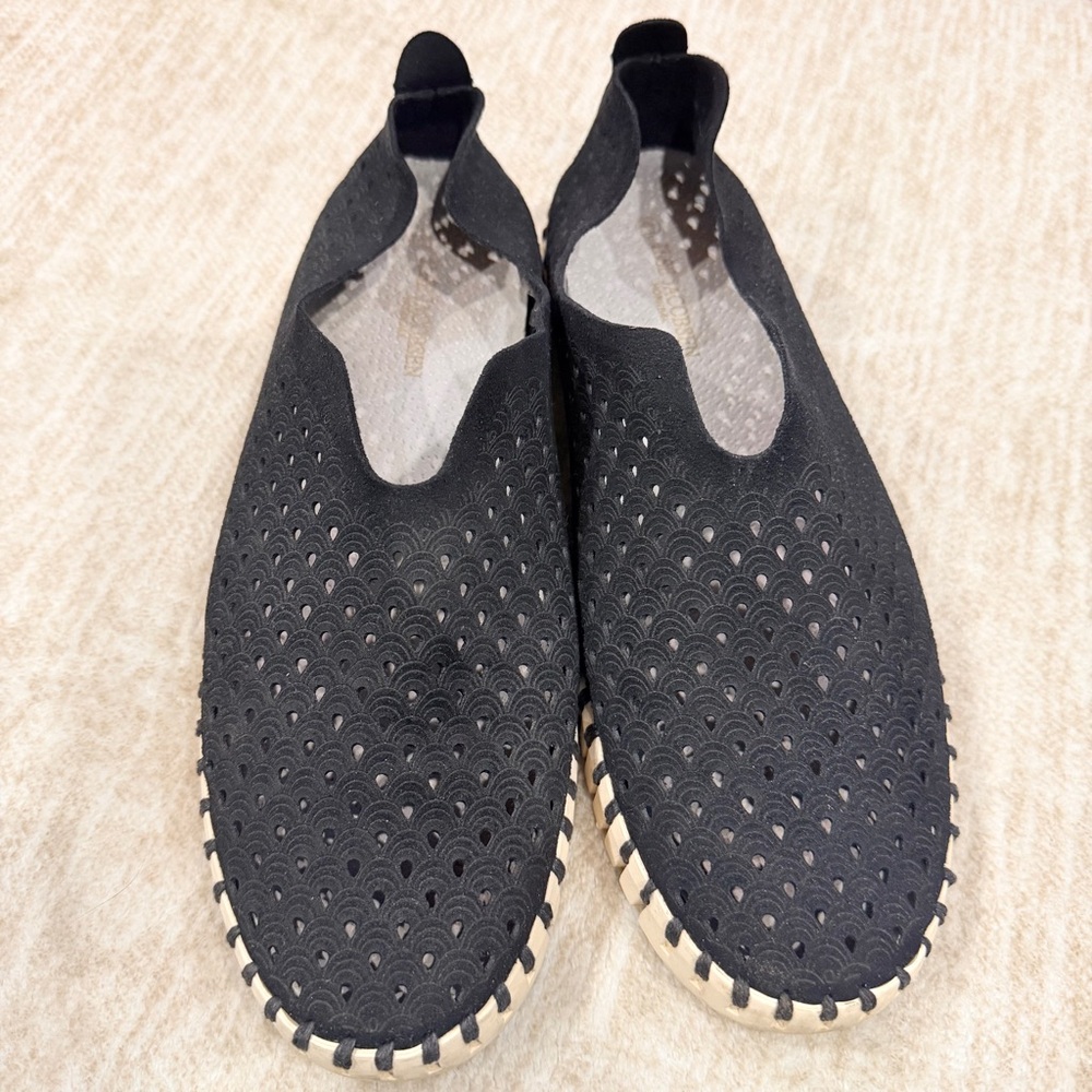 Ilse Jacobsen Black Perforated Tulip Confort Slip-On Flats Size 41 - Picture 2 of 8